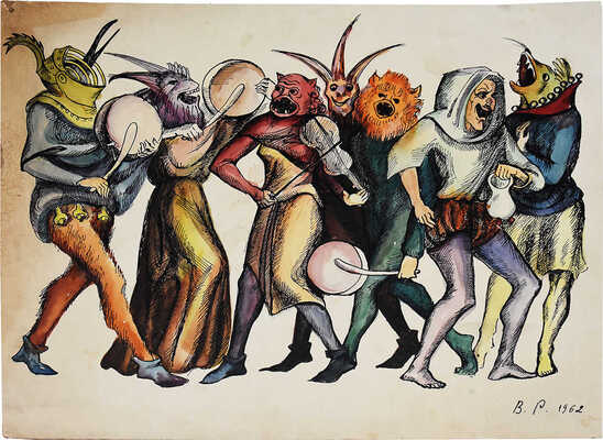 Неизвестный художник. Эскиз костюмов к 3-му акту, 2-й картине оперы Дж. Верди «Фальстаф»